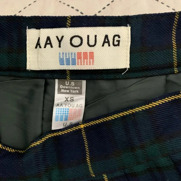 Aay ou ag brand blue green plaid, pleated, skater, School Girl, Skort, xsmall - Picture 4 of 8
